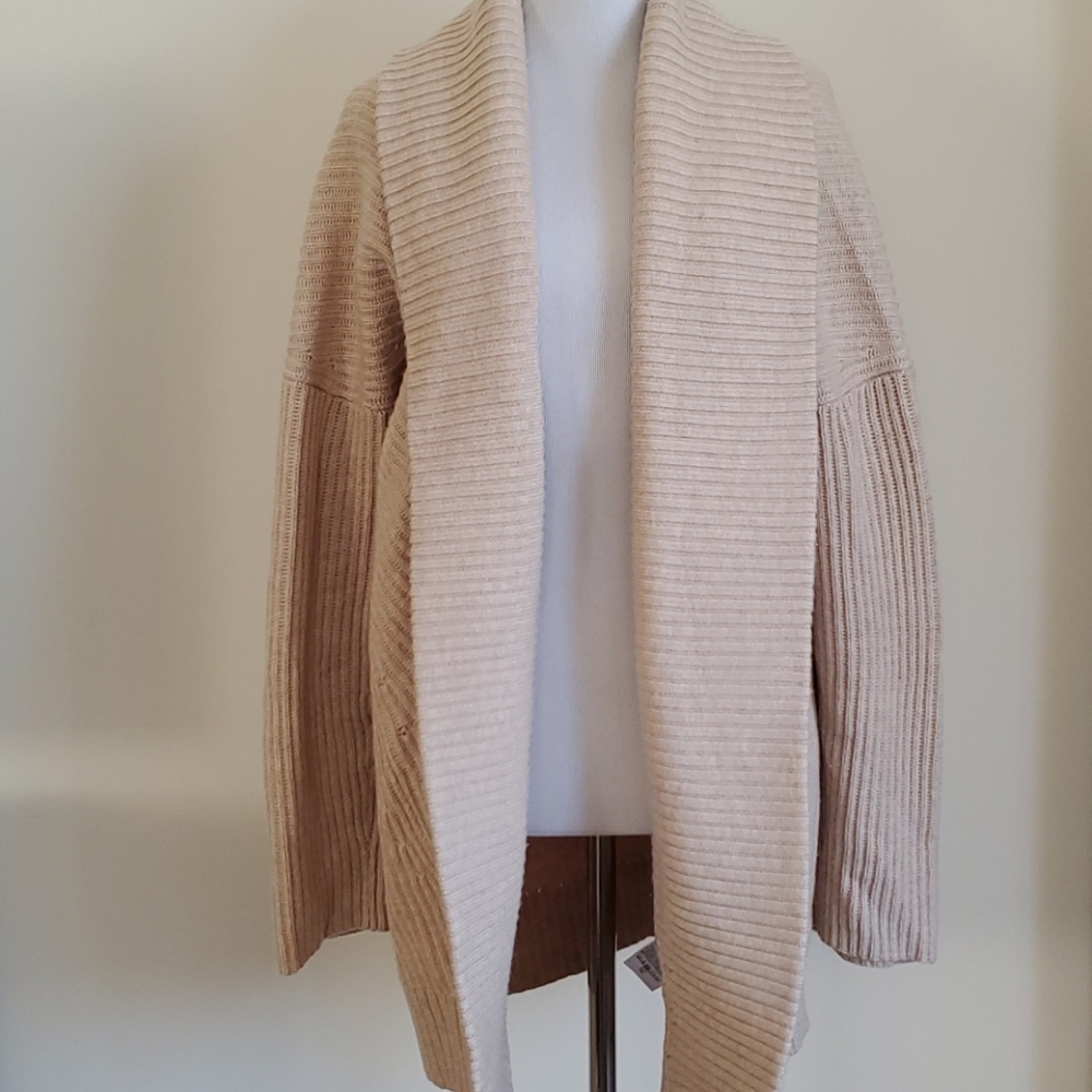 Banana Republic Beige Open-Front Ribbed Cardigan